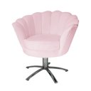 Ver imagem 1 de Poltrona Decorativa Pétala Pés Metal Giratório Suede Rosa Bebê - Ds Estofados