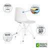 Mesa Industrial Base Ferro Branco Tampo 137x90 Canela 4 Cadeiras Eames Ferro Branco Assento Branco - 3