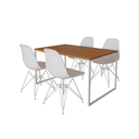 Ver imagem 2 de Mesa Industrial Base Ferro Branco Tampo 137x90 Canela 4 Cadeiras Eames Ferro Branco Assento Branco
