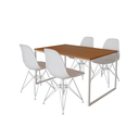 Ver imagem 2 de Mesa Industrial Base Ferro Branco Tampo 137x90 Canela 4 Cadeiras Eames Ferro Branco Assento Branco