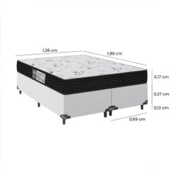 Cama Box Casal Bipartido + Colchão D33 One Face - 56x138x188cm - E-shop Casa - Couro - 3