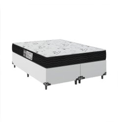 Cama Box Casal Bipartido + Colchão D33 One Face - 56x138x188cm - E-shop Casa - Couro - 1