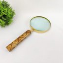 Ver imagem 3 de Lupa De Aumento Decorativa Caramelo 24X10X2Cm Dourado