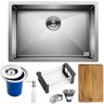 Cuba Quadrada Inox 304 Cozinha Pia Embutir Sobrepor Gourmet 60x40 Premium Lixeira Embutir 5l,tábua M - 1