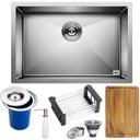Ver imagem 1 de Cuba Quadrada Inox 304 Cozinha Pia Embutir Sobrepor Gourmet 60x40 Premium Lixeira Embutir 5l,tábua M