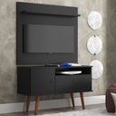 Ver imagem 1 de Rack Com Painel Yan Preto Acetinado - Patrimar Móveis