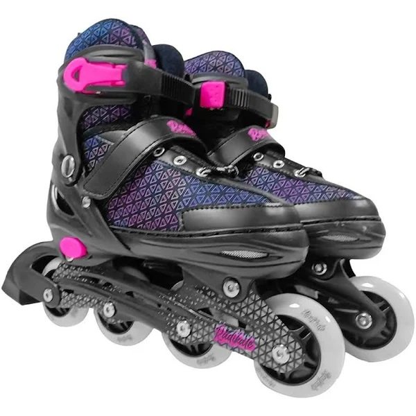 Patins Inline 4 Rodas Ajustavel 38-41 Laser LED e Freio PRETO/ROSA Unitoys - 2