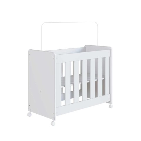 Mini Berço Evolutivo 90,6cm 4 em 1 com Rodízios e Colchão Cor:branco