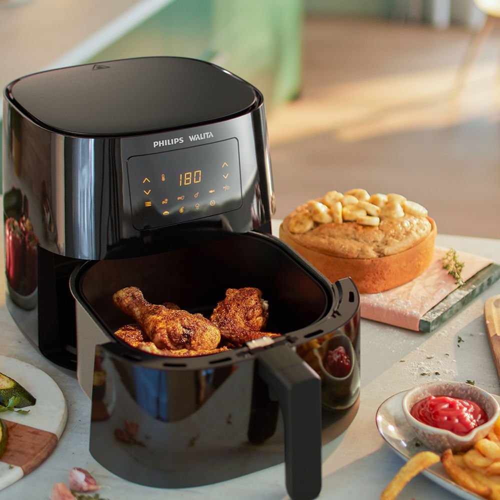 Fritadeira Elétrica Sem Óleo Air Fryer Philips Walita RI9270 XL 6,2L Digital Preta 127v - 6