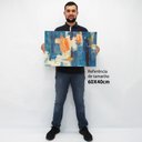 Ver imagem 2 de Quadro Decorativo Abstrato Aquarelado em tela Canvas TaColado Moldura Flutuante 4,5cm Preta 60 x 40c