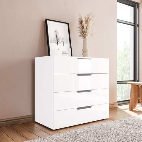 Cômoda Moderna 4 Gavetas 90cm Madri Politorno Móveis