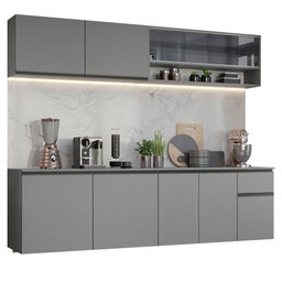 Armário de Cozinha Completa Suspenso 240cm Cinza Nice Madesa 05 - 3