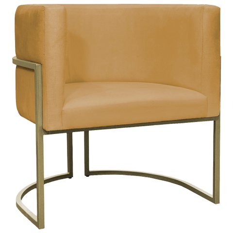 Poltrona Decorativa Recepção Luna Suede Base Ferro Champagne