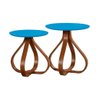 Kit Mesa Bella Canto Lateral Decorativas Para Sala Azul Turquesa - 1