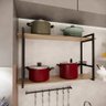 Prateleira Suspensa Estilo Industrial Suporte Nicho de Parede Mdf 120cm para Cozinha Quarto Sala - 2