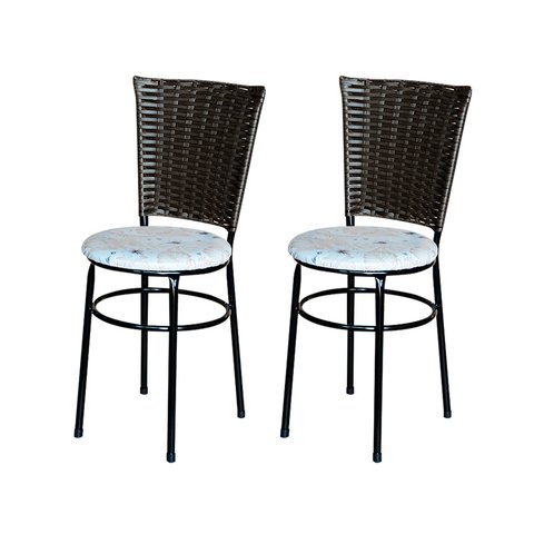 2 Cadeiras para Mesa Preta Hawai Marrom Assento Floral:floral Areia