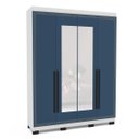 Ver imagem 2 de Roupeiro Solteiro Valência 4 Portas com Espelho 161x214cm Branco/Azul 240851