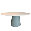 Ver imagem 1 de Mesa De Jantar Cone Oval 244x137 Cm Base Cimento Queimado Tampo Laqueado Branco Linn Design Mesa De