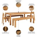 Ver imagem 3 de Mesa Madeira 180cm 2 Bancos e 2 Cadeiras Floris Carvalho F07 - Mpozenato