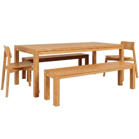 Mesa Madeira 180cm 2 Bancos e 2 Cadeiras Floris Carvalho F07 - Mpozenato