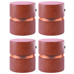 Kit 04 Puffs Bancos Decorativos Redondo Porto 49x43cm Corano Telha - Desk Design - 1