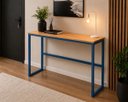 Ver imagem 5 de Mesa Jantar Aparador Bancada Alta Industrial 130x30cm Tampo Bege Pés Azul