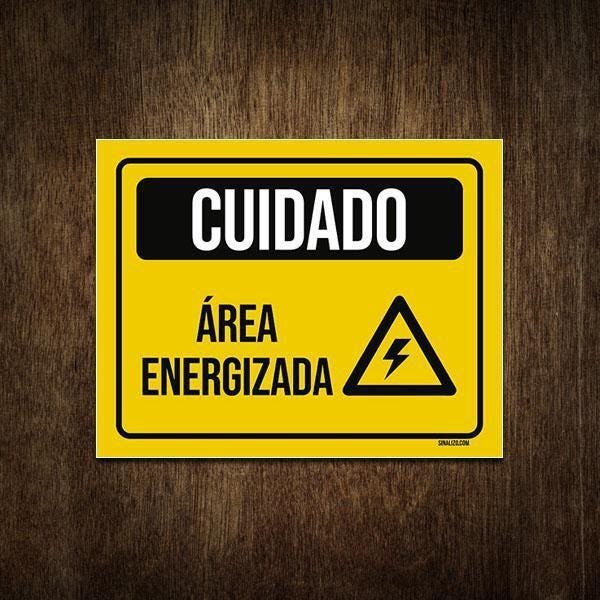 Placa Atenção Cuidado Eletricidade Área Energizada 27x35