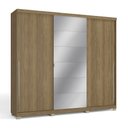 Ver imagem 2 de Guarda Roupa Armário Roupeiro Casal 3 Portas Espelho 4 Gavetas 3 Cabideiros Quarto Marrom Nogueira