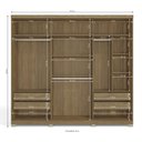 Ver imagem 3 de Guarda Roupa Armário Roupeiro Casal 3 Portas Espelho 4 Gavetas 3 Cabideiros Quarto Marrom Nogueira