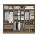 Ver imagem 4 de Guarda Roupa Armário Roupeiro Casal 3 Portas Espelho 4 Gavetas 3 Cabideiros Quarto Marrom Nogueira