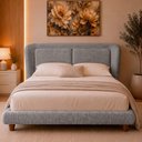 Ver imagem 1 de Cama Japonesa com Cabeceira Casal Blind Haru Linho Cinza - Sallar Home