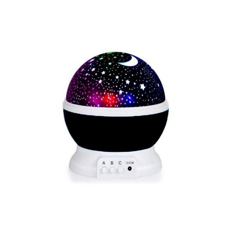 Luminária Abajur Giratorio Projeçao Preto Globo Luz Estrelas
