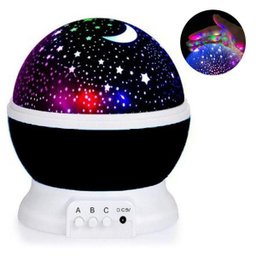 Luminária Abajur Giratorio Projeçao Preto Globo Luz Estrelas - 2