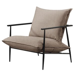 Poltrona Agatha Luxo Metal Industrial Castellar Móbile Linho Cappuccino