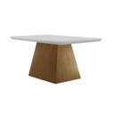 Ver imagem 1 de Mesa P/ Cozinha Luna C/ Tampo 120x80cm Madeirado Vidro Canto Curvo - Imbuia/ripado 3d/off White -