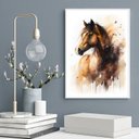 Ver imagem 2 de Quadro Decorativo Cavalo- Aquarela 24x18cm - com Vidro:madeira Preta
