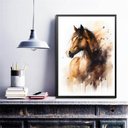 Ver imagem 1 de Quadro Decorativo Cavalo- Aquarela 24x18cm - com Vidro:madeira Preta
