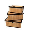 Ver imagem 1 de Conjunto Caixas Organizadoras Bambu - Forradas - Tampas 3 Peças