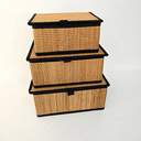 Ver mais imagens de Conjunto Caixas Organizadoras Bambu - Forradas - Tampas 3 Peças