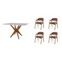 Ver imagem 2 de Conjunto Sala de Jantar com Tampo de Vidro Donna 4 Cadeiras Gaia Courino Marrom/Mel/Off White