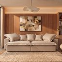 Ver imagem 2 de Sofá Cama Tokyo 2m Linho Molas Ensacadas com Almofadas - Bege