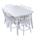 Ver imagem 1 de Jogo de Jantar Colonial Brisa Mesa 137x80 Cm Branca + 06 Cadeiras Brancas