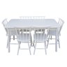 Jogo de Jantar Colonial Brisa Mesa 137x80 Cm Branca + 06 Cadeiras Brancas - 6