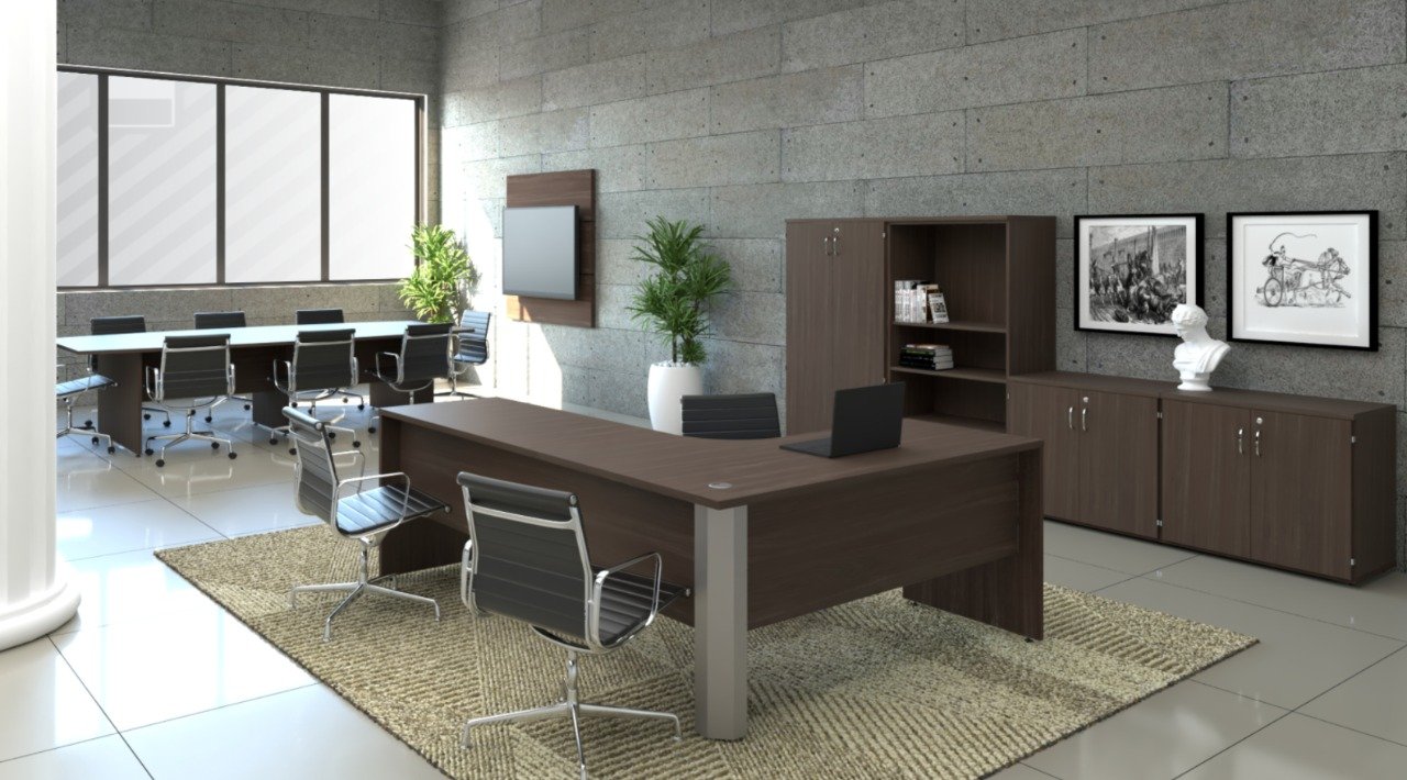 Mesa em ''L'' Corporativa Gupe Decor Mesa ''L'' Pé Painel 1.20m x 1.60m - 2