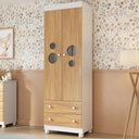 Ver imagem 1 de Guarda-roupa Infantil 62cm 2 Portas com Vidro e 2 Gavetas Bombom Multimóveis Mp4461 Branco-