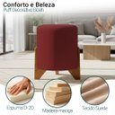 Ver imagem 2 de Puff Decorativo Eloah Redondo Assento Extra para Sala Quarto Suede Pufe com Pés de Madeira