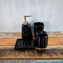 Ver imagem 2 de Kit 4pçs Banheiro Lavabo Modelagem 3d Preto Cerâmica Luxo