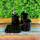Ver imagem 3 de Kit 4pçs Banheiro Lavabo Modelagem 3d Preto Cerâmica Luxo