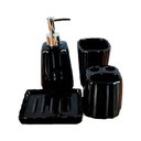 Ver imagem 1 de Kit 4pçs Banheiro Lavabo Modelagem 3d Preto Cerâmica Luxo