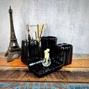 Ver imagem 4 de Kit 4pçs Banheiro Lavabo Modelagem 3d Preto Cerâmica Luxo